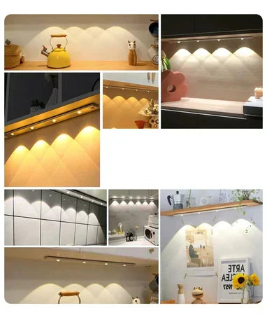 Rechargeable Motion-Sensor LED Under Cabinet Light Bar – 12 in, Dimmable, 3 Color Temps – Wireless Closet & Kitchen Lighting | Thomler