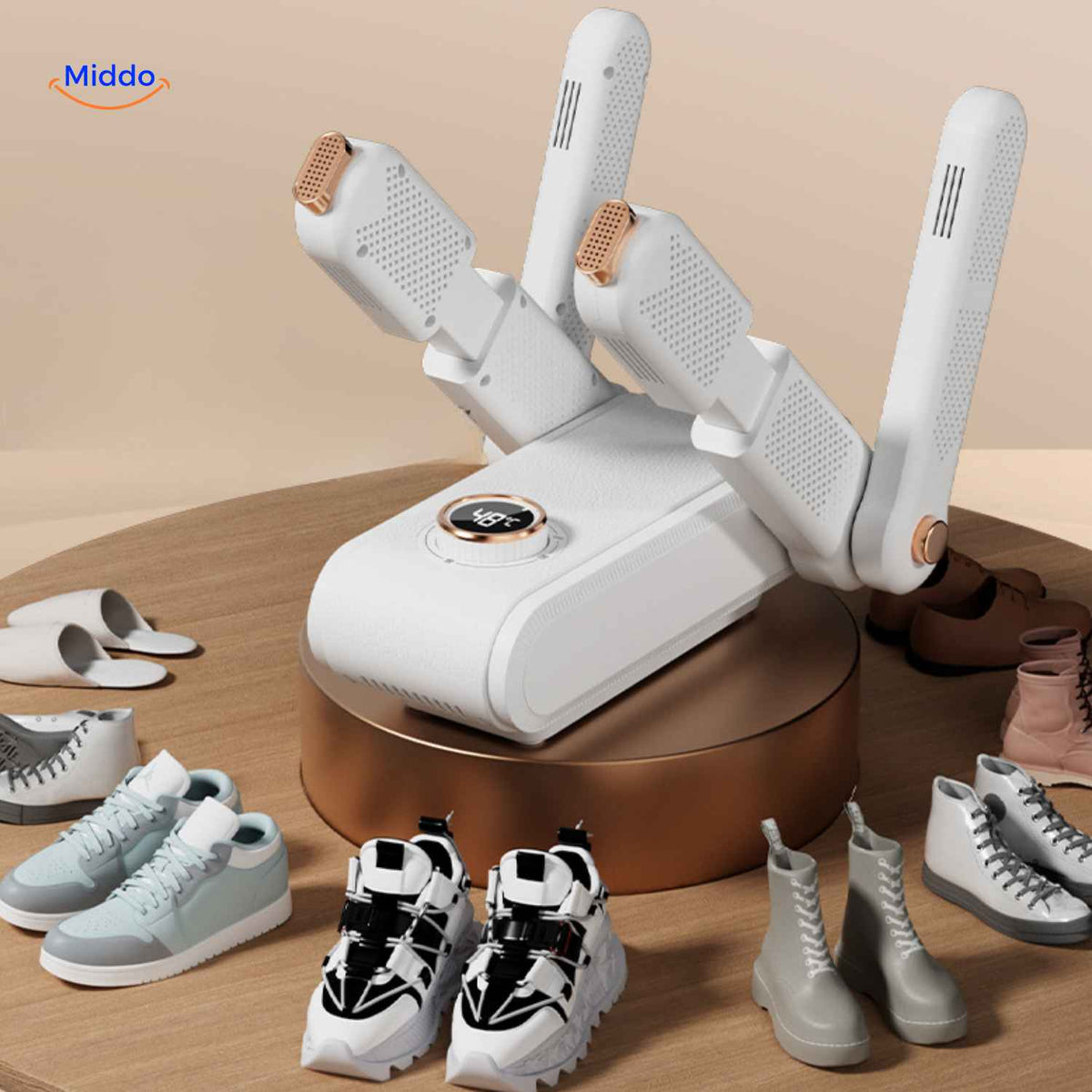 Portable Electric Shoe Dryer with Timer – Foldable Boot & Glove Warmer for Fast Drying, Quiet Operation, 4-Arm or 2-Arm Design | Thomler