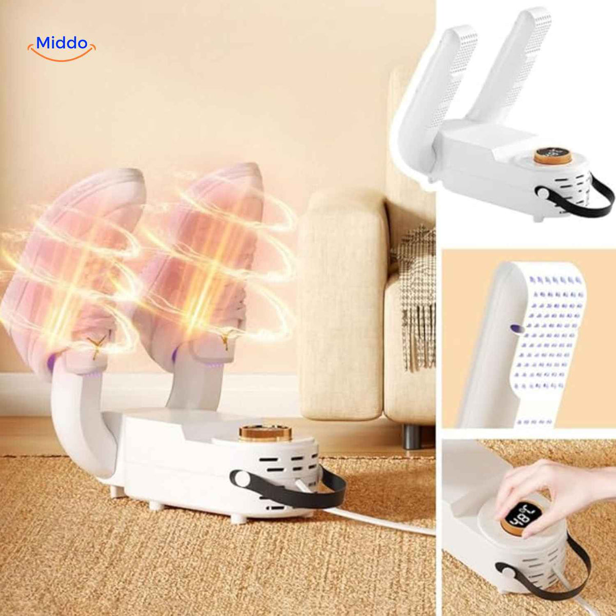 Portable Electric Shoe Dryer with Timer – Foldable Boot & Glove Warmer for Fast Drying, Quiet Operation, 4-Arm or 2-Arm Design | Thomler