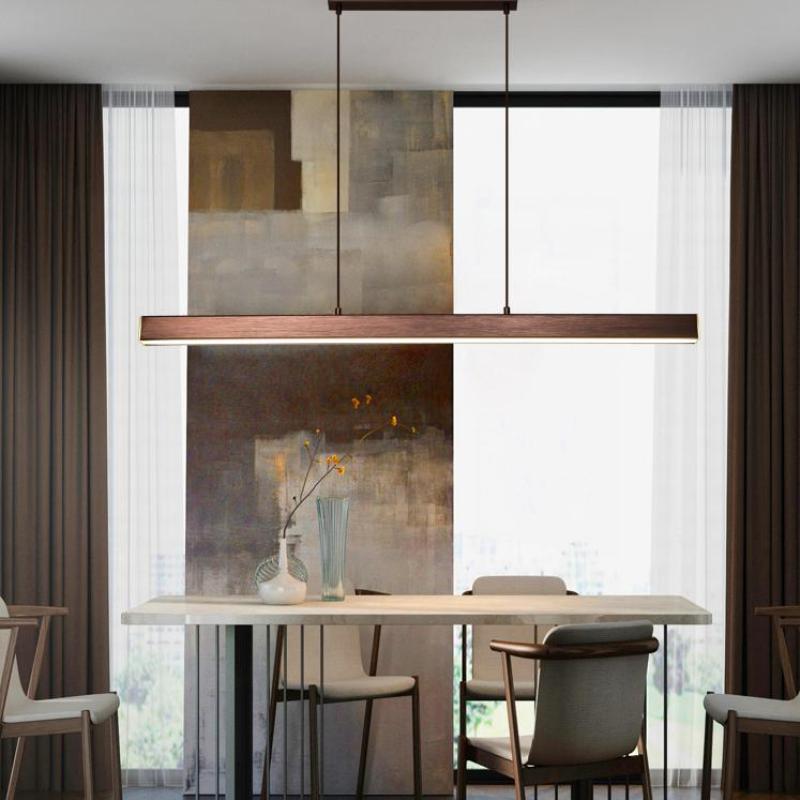 Sleek Overhead LED Bar Light Metal Frame Acrylic Diffuser Adjustable Height Dining Room Kitchen Island | Thomler