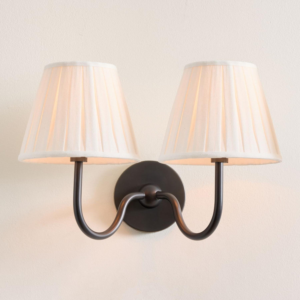 Brass Sconce with Fabric Drum Shade – 1 or 2 Light Hardwired Fixture for Bedroom, Hallway & Living Room | Thomler