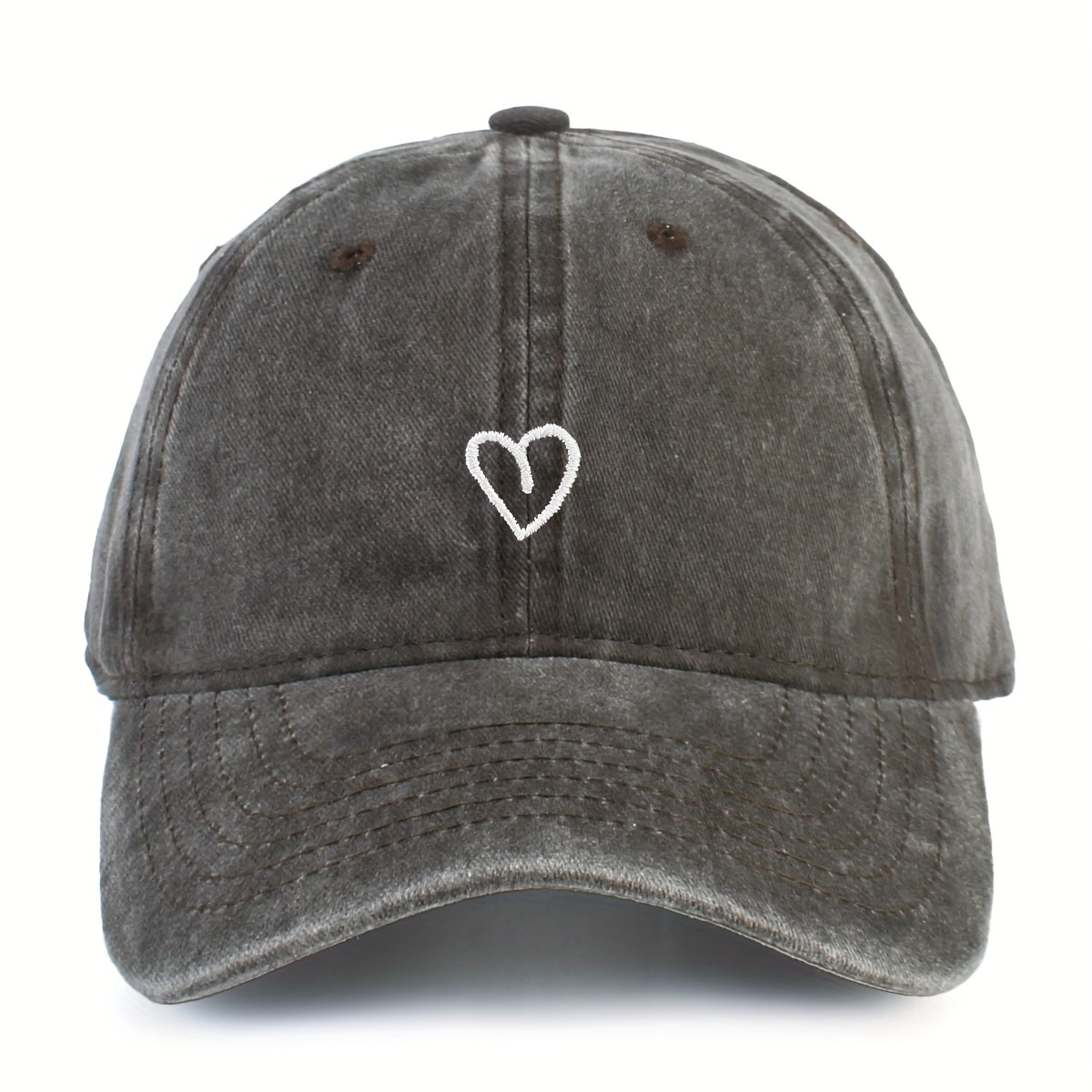 Embroidered Heart Baseball Cap for Women Adjustable Vintage Washed Cotton Dad Hat Summer | Thomler