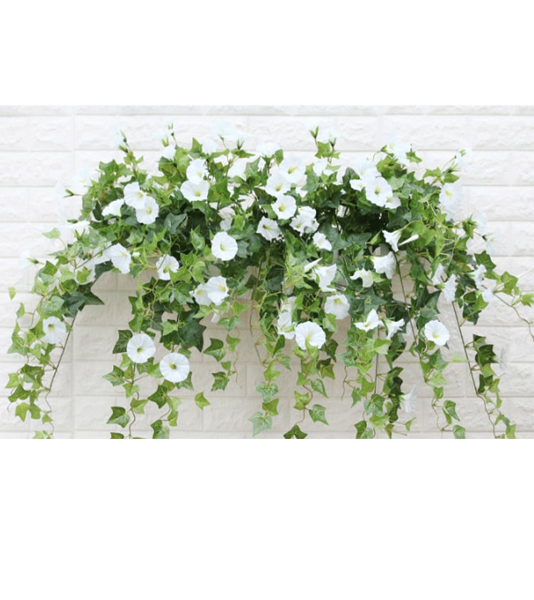 Faux Morning Glory Vine 35 in – 44 Blooms UV-Resistant Artificial Climbing Plant for Fence Porch Indoor Outdoor Décor | Thomler