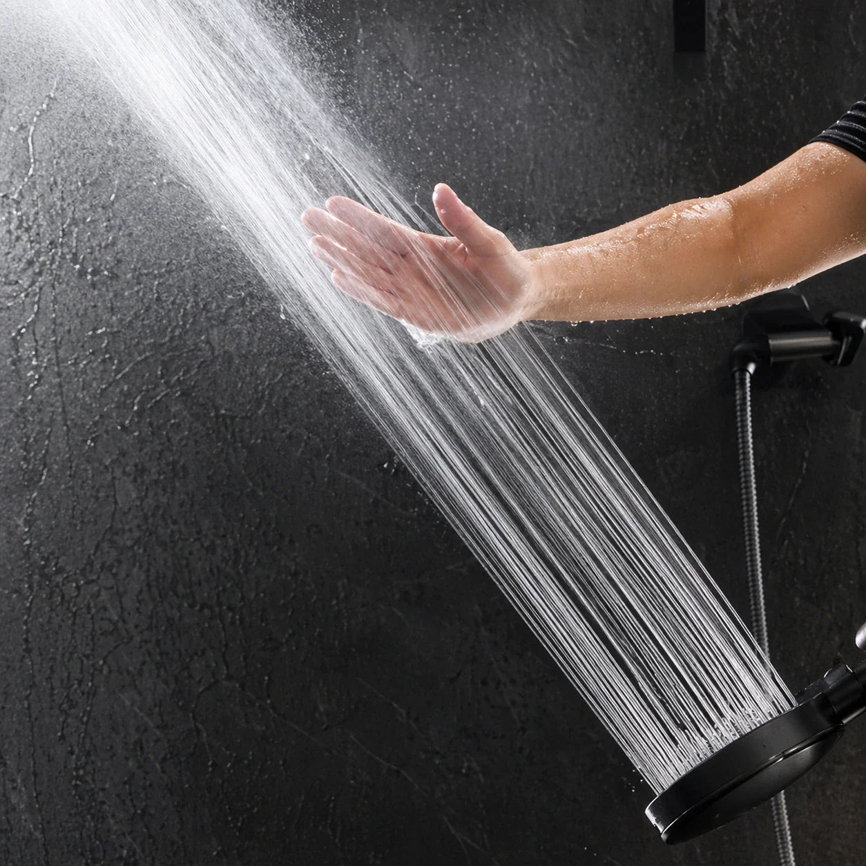 Handheld Shower Head with 7 Spray Settings, High Pressure Chrome Rainfall Showerhead for Bathroom, Adjustable Water Flow Wand for Low | Thomler