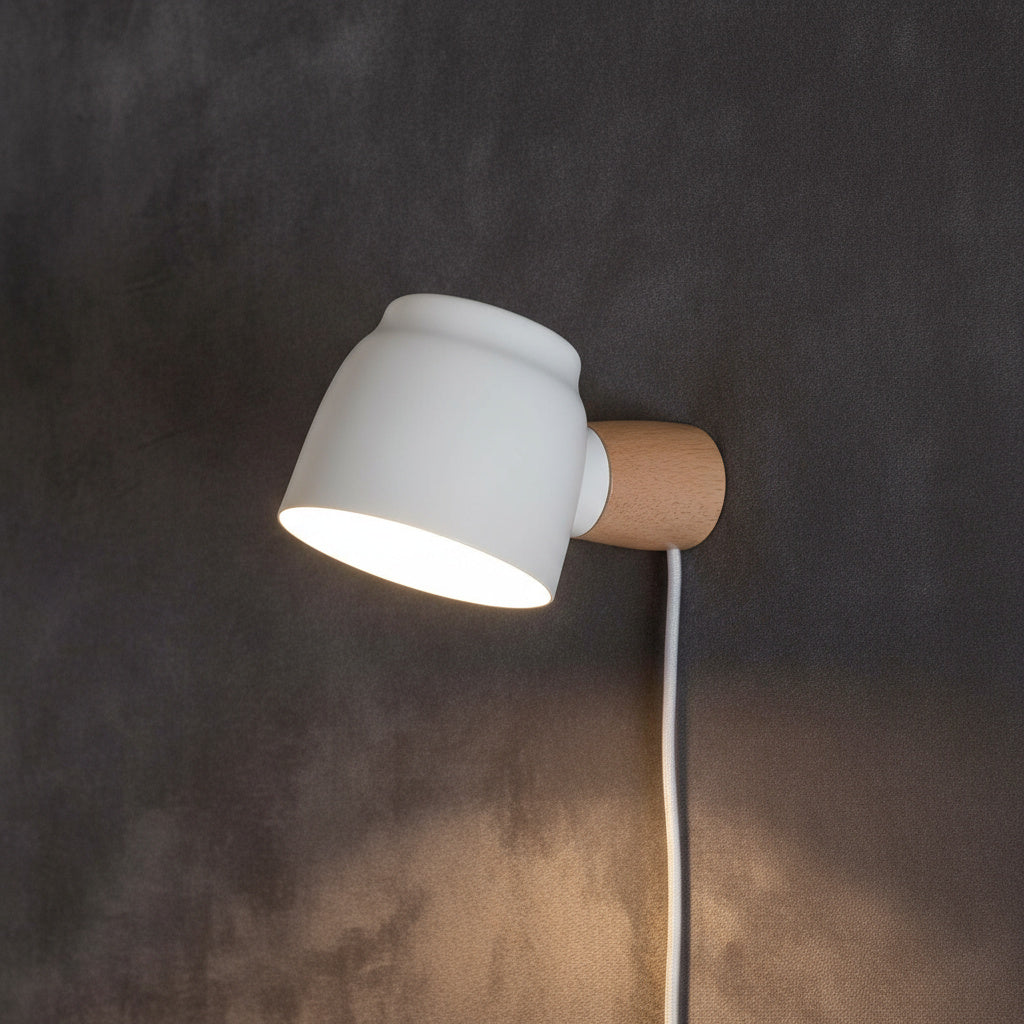 Plug-In Wall Sconce Light Fixture with Cord for Bedroom, Living Room, Hallway | Modern Ambient Lighting for Home | Simple No-Hardwire Setup | Thomler