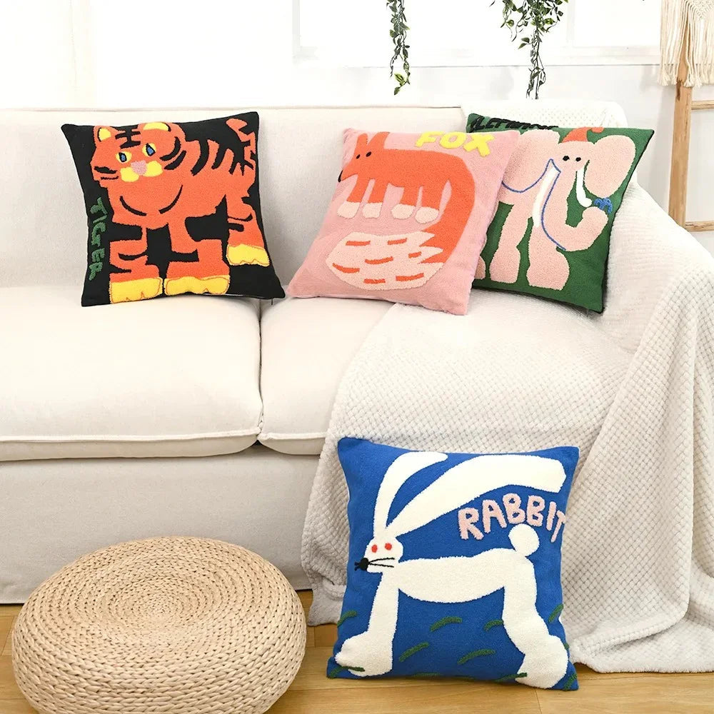 Cushion Cover Polyester Cotton Blend 45.0 cm 17.7 Inch Scandinavian Sofa Bedroom Animal Embroidered Decorative Throw Pillow Case | Thomler