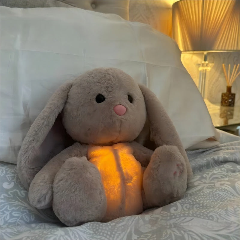 Plush Bunny Soft Fabric Light Up Heartbeat Sleep Comfort Cuddle Toy Relaxation Bedtime Companion For Children Adults | Thomler