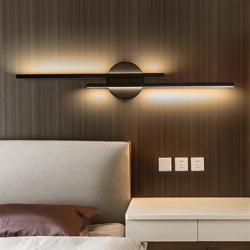 Contemporary Nordic LED Wall Sconce Metal Disc Linear Design for Bedroom Living Room | Thomler