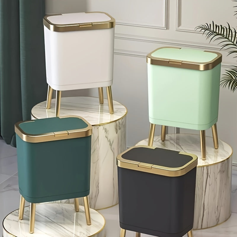 4-Gallon Pedestal Trash Can with Odor-Sealing Flip Lid – Slim Rectangular Waste Basket on Legs for Kitchen, Bathroom, Bedroom – Modern | Thomler