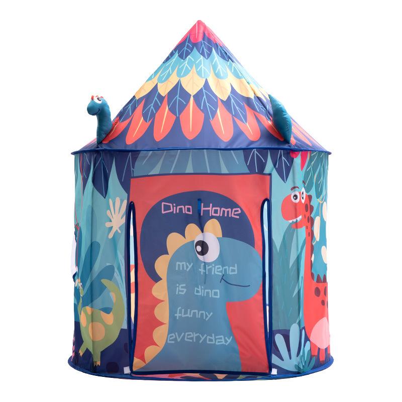 Children's Dinosaur Play Tent with Mesh Windows for Indoor & Outdoor Adventures, Navy Blue Portable Teepee Playhouse for Kids | Thomler