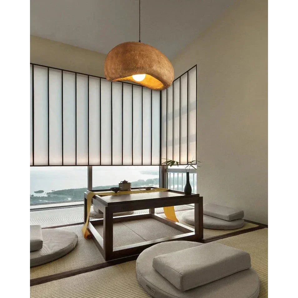 Pendant Light Resin E27 Hanging Dining Room Bedroom Japandi Minimalist Ceiling Fixture Ambient Lighting | Thomler