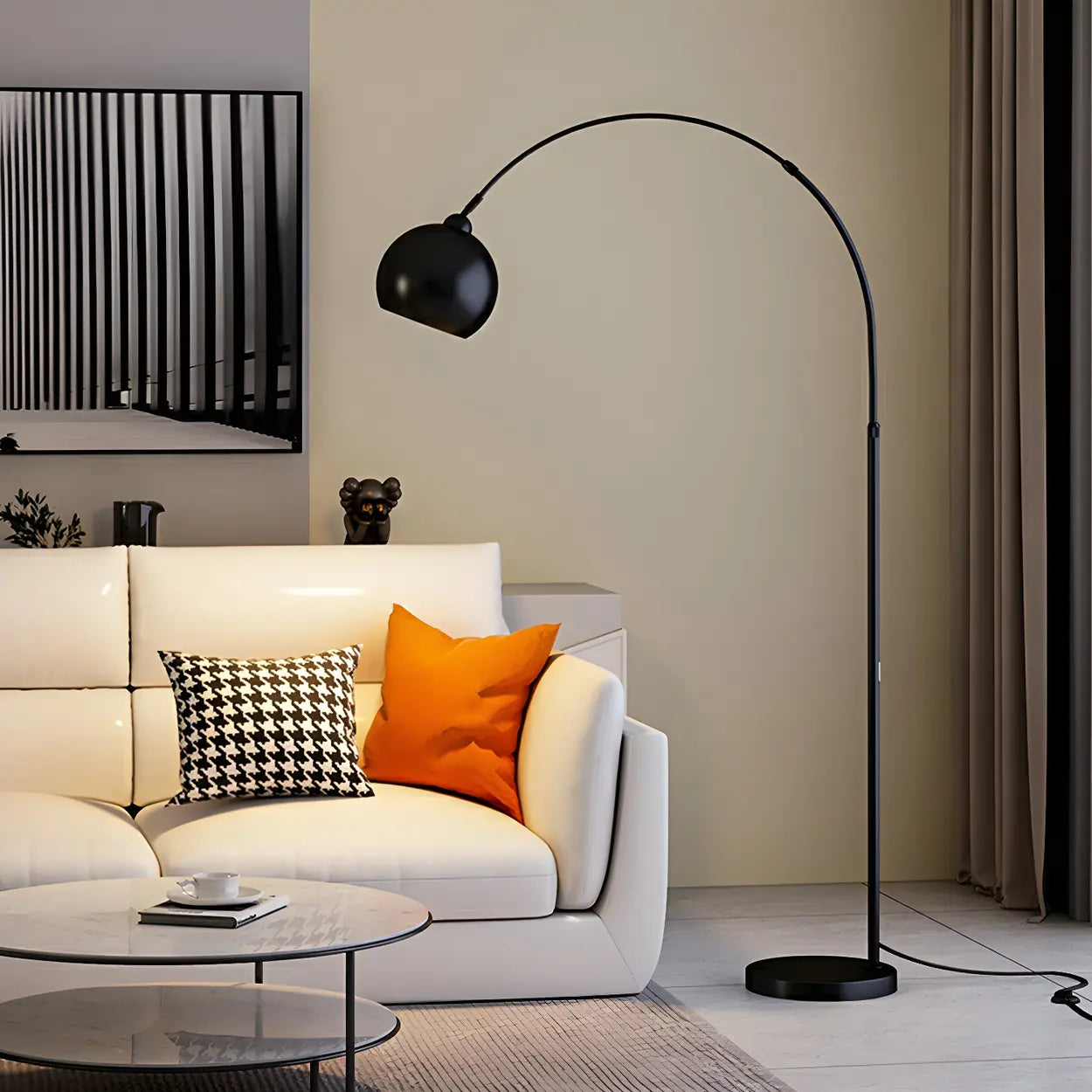 Arc Floor Lamp Chrome Dome 180.0 cm E27 Living Room Modern | Thomler