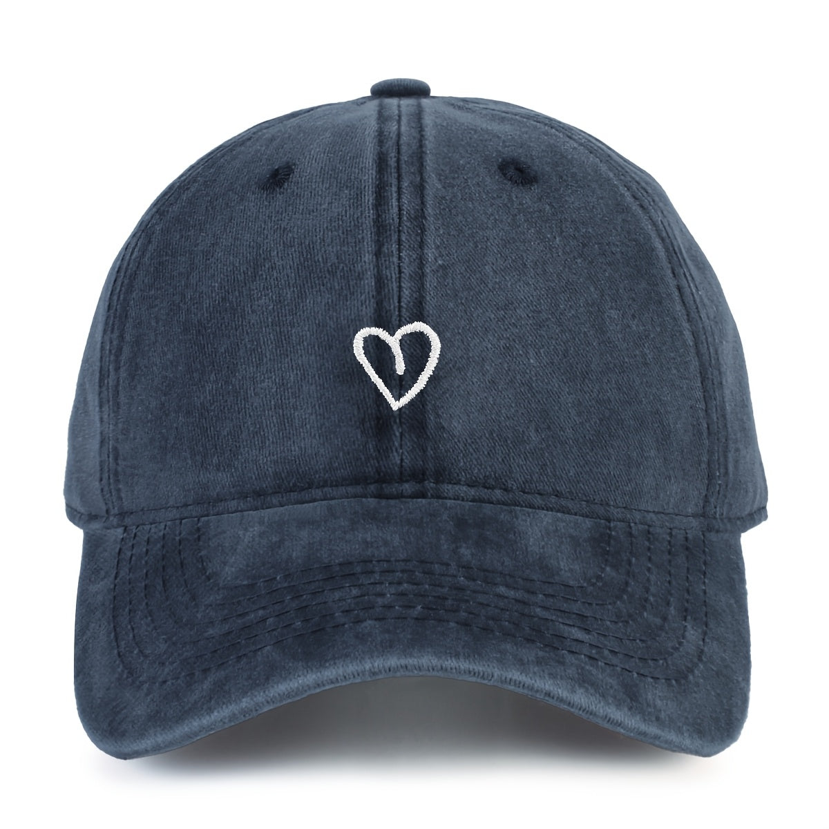 Embroidered Heart Baseball Cap for Women Adjustable Vintage Washed Cotton Dad Hat Summer | Thomler
