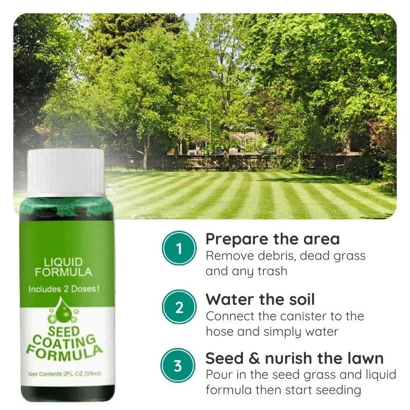 Grass Seed Coating Spray for Bare Lawn Patches – Hydro Seeding Solution for Yard Repair, Turf Restoration & Dense Green Coverage | Thomler