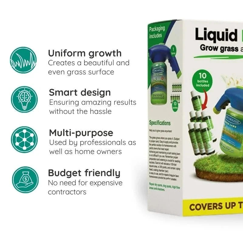 Grass Seed Coating Spray for Bare Lawn Patches – Hydro Seeding Solution for Yard Repair, Turf Restoration & Dense Green Coverage | Thomler