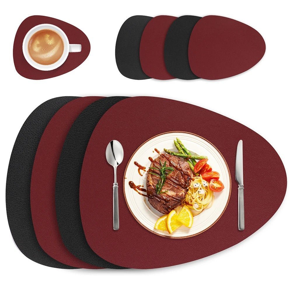 Reversible Faux Leather Table Mats 4 or 8 Pack Wipeable Heat Resistant Non-Slip for Kitchen Dining Room Everyday Meals Family Dinner | Thomler
