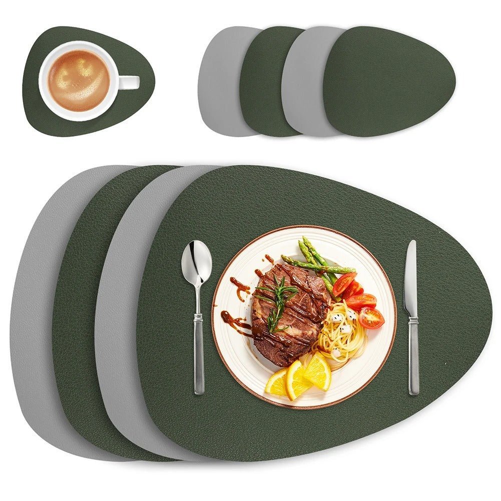 Reversible Faux Leather Table Mats 4 or 8 Pack Wipeable Heat Resistant Non-Slip for Kitchen Dining Room Everyday Meals Family Dinner | Thomler