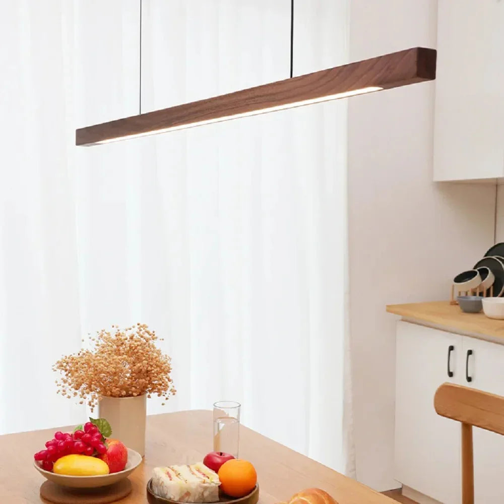 Pendant Light Wood LED 80.0 cm Linear Dining Table Kitchen Island Hanging Ceiling Lamp Dimmable Scandinavian | Thomler