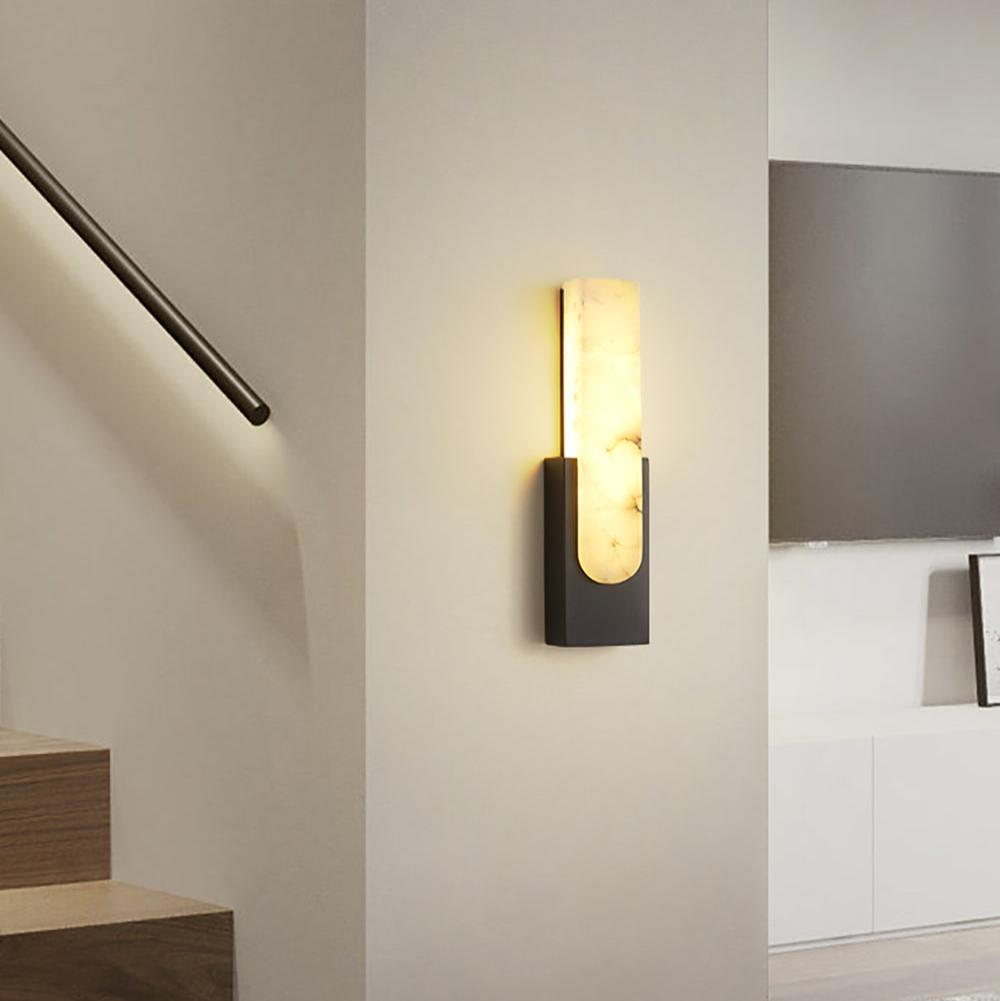 Wall Lamp Alabaster 19.7 in Gold LED Bedroom Hallway Modern Sconce Lighting Fixture | Thomler