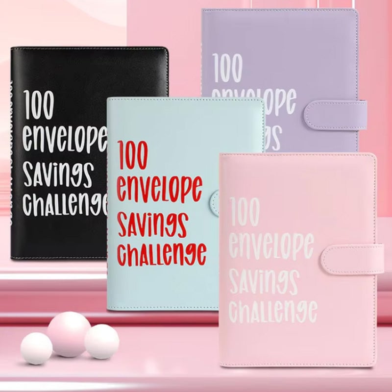 100-Envelope Money Saving Binder with Cash Envelopes for Budget Tracking & Financial Goals | PU Leather Organizer for Home Finance | Thomler