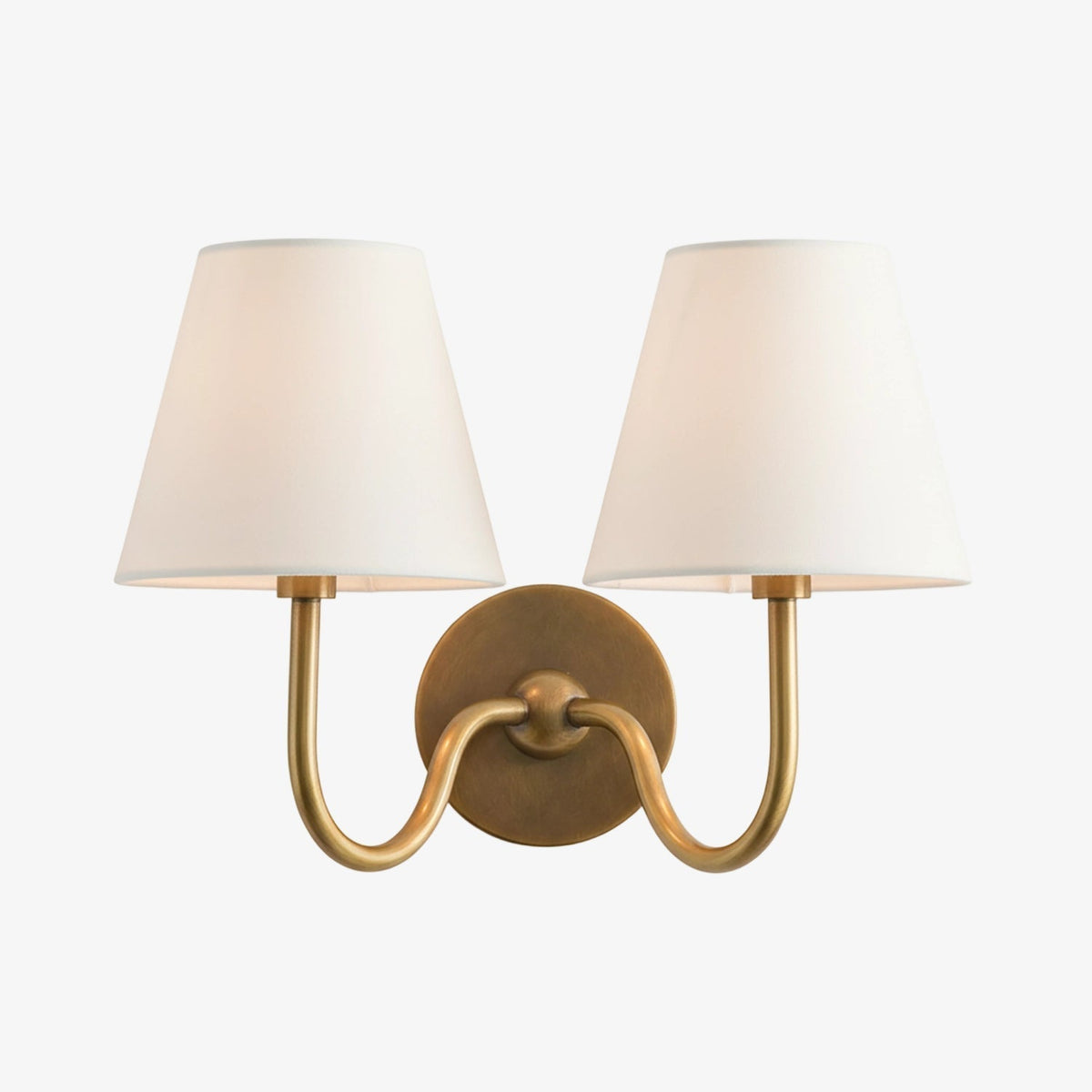 Brass Sconce with Fabric Drum Shade – 1 or 2 Light Hardwired Fixture for Bedroom, Hallway & Living Room | Thomler