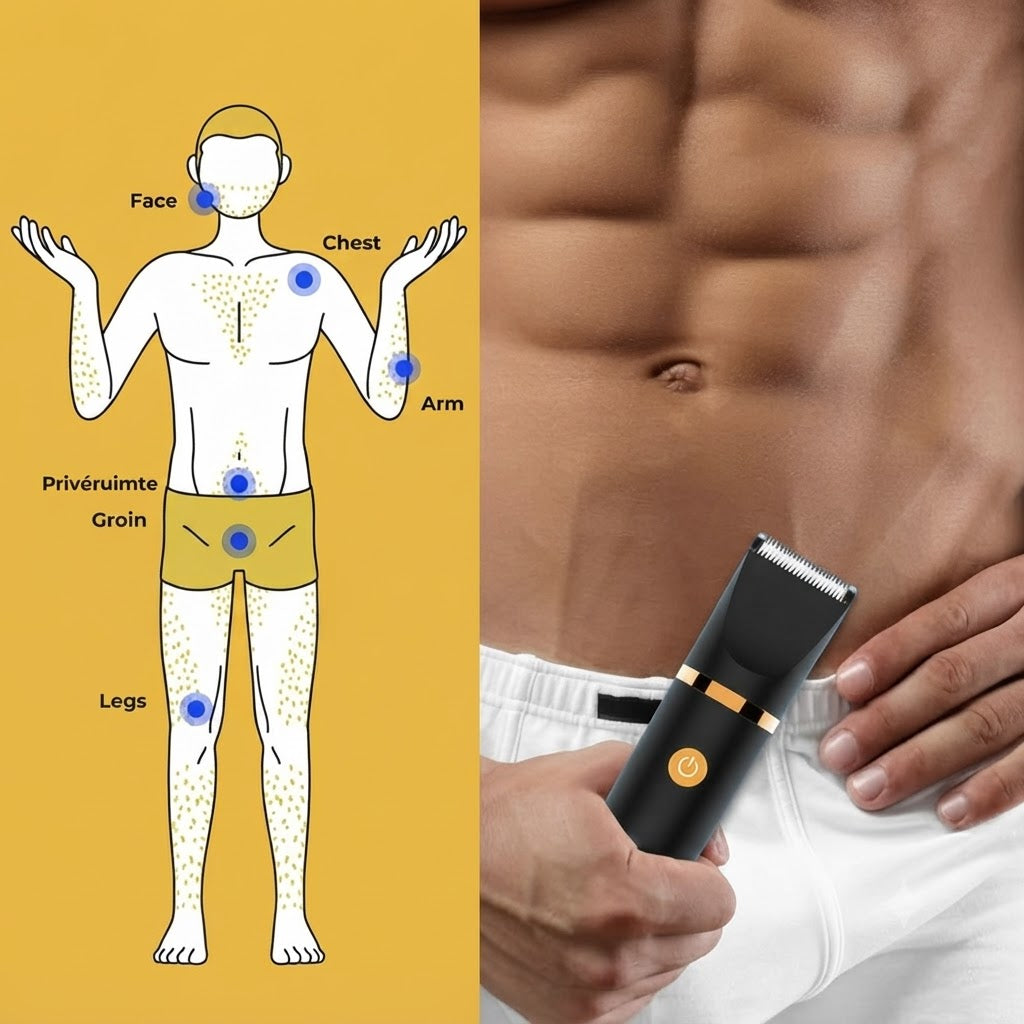 All-in-One Electric Body Groomer for Men – Cordless Full Body Hair Trimmer with Waterproof Design & Multiple Attachments for Face, Body & | Thomler