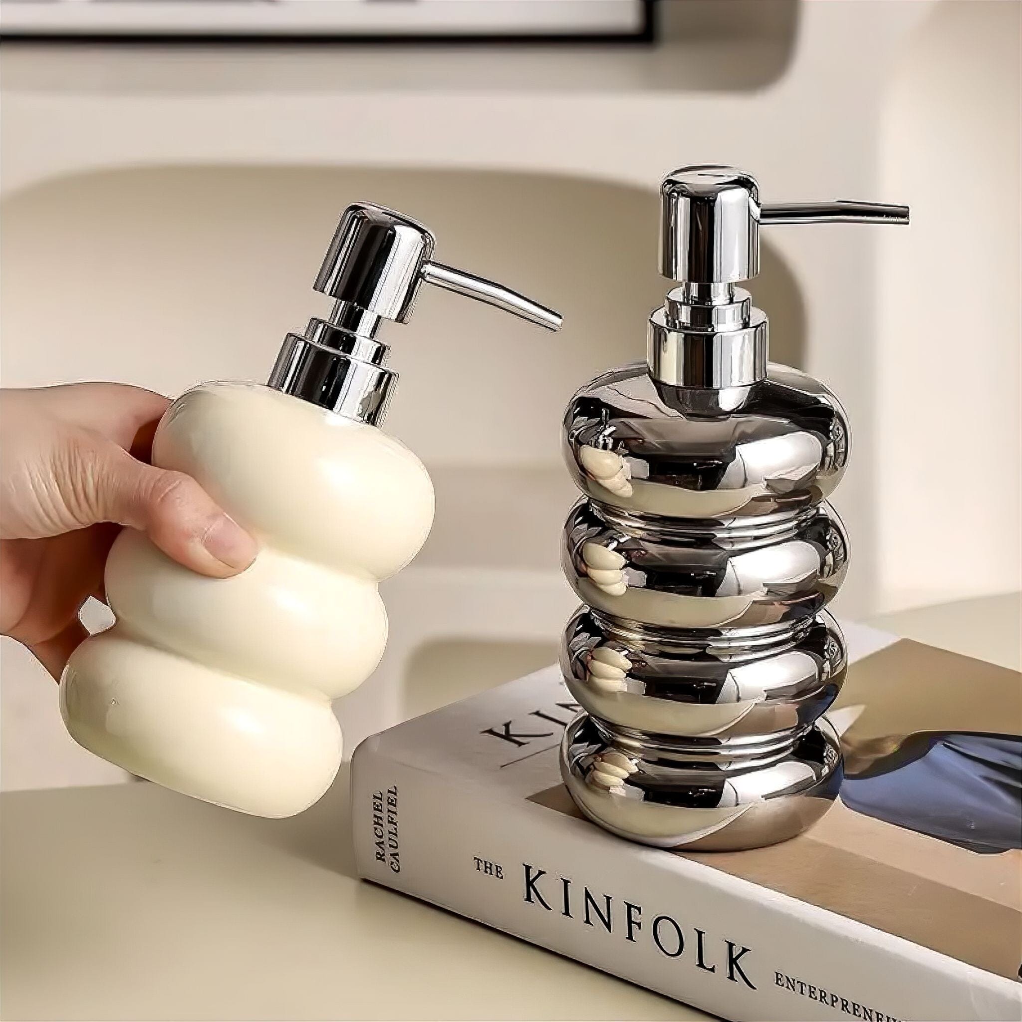 Soap Dispenser Ceramic 400 ml (14.1 fl oz) Bathroom Kitchen Countertop Lotion Pump Decorative Hand Soap Holder | Thomler