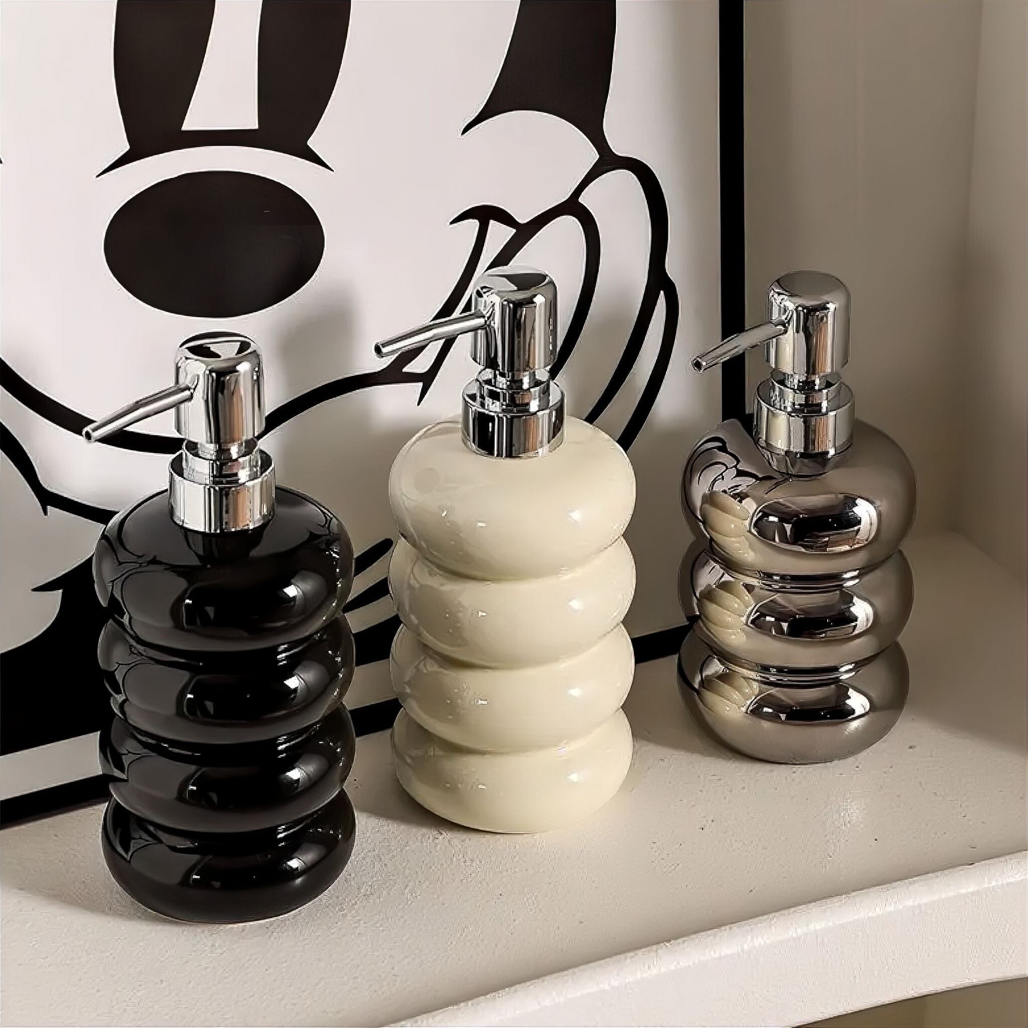 Soap Dispenser Ceramic 400 ml (14.1 fl oz) Bathroom Kitchen Countertop Lotion Pump Decorative Hand Soap Holder | Thomler
