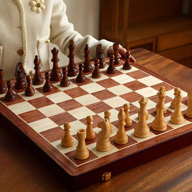 Solid Wood Chess Board Game Set with Extra Queens for Tournament & Casual Play at Home | Thomler