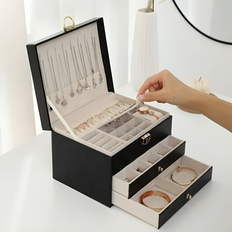 Layered Jewelry Organizer with Pull-Out Drawers for Rings, Necklaces & Watches | Thomler