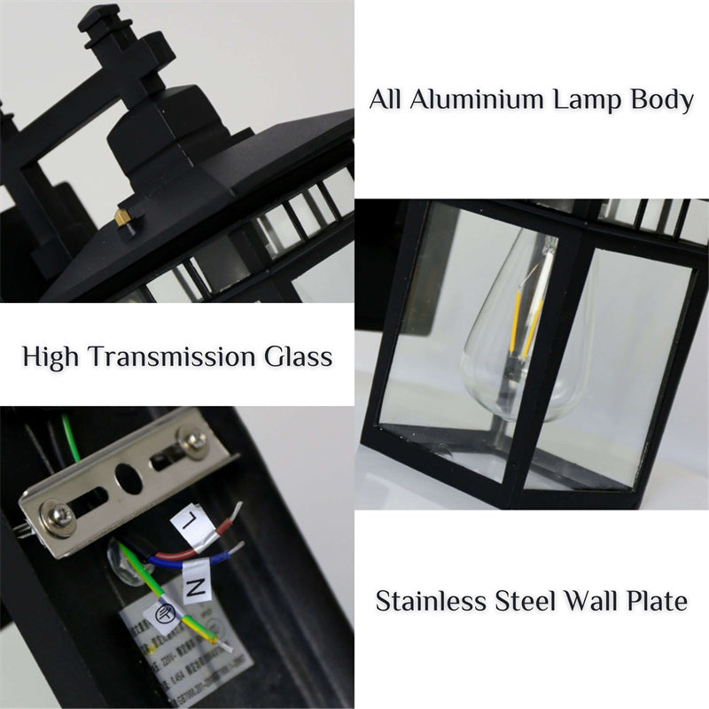Outdoor Wall Sconce Aluminum Weather-Resistant Lantern for Porch Patio Garden Entryway Exterior Lighting 110V-240V E27 Socket | Thomler