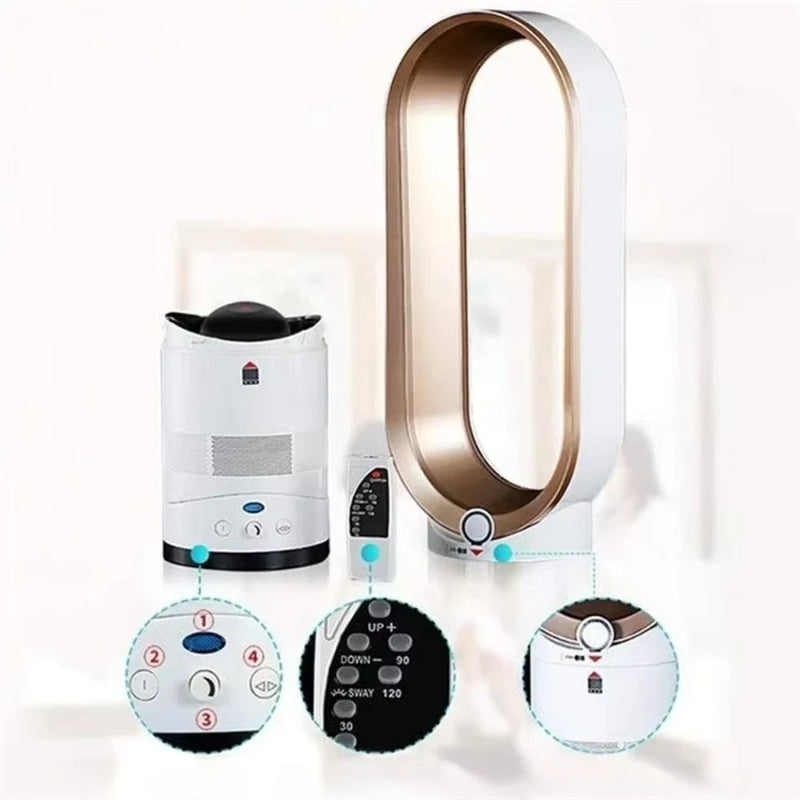 Bladeless Tower Fan with Remote – 10 Speed Settings, Oscillating, Quiet Operation for Bedroom Living Room – Safe Design for Kids and Pets | Thomler