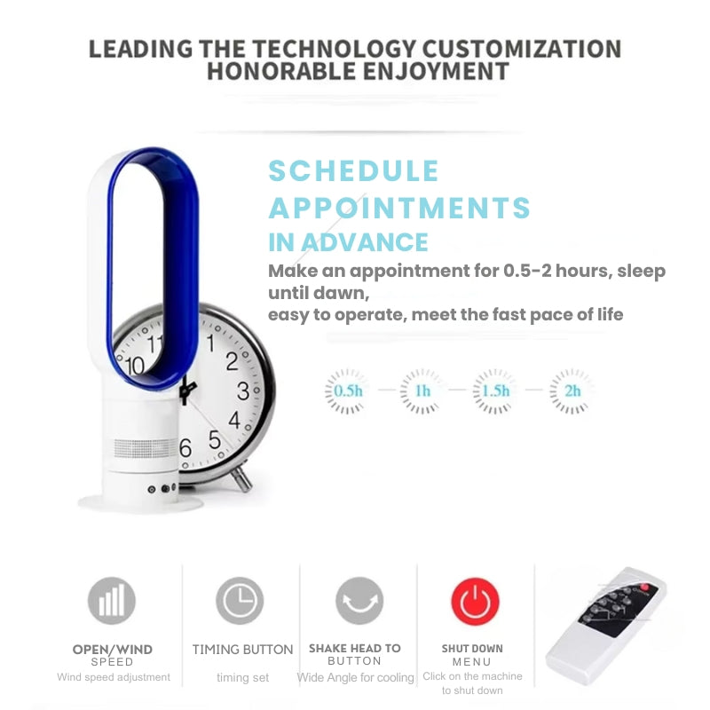 Bladeless Tower Fan with Remote – 10 Speed Settings, Oscillating, Quiet Operation for Bedroom Living Room – Safe Design for Kids and Pets | Thomler