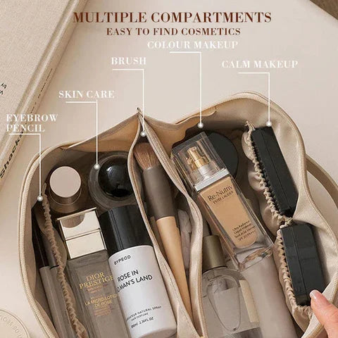 Travel Makeup Organizer Bag with Multiple Compartments for Toiletries & Cosmetics – Compact Storage Pouch for Women | Thomler
