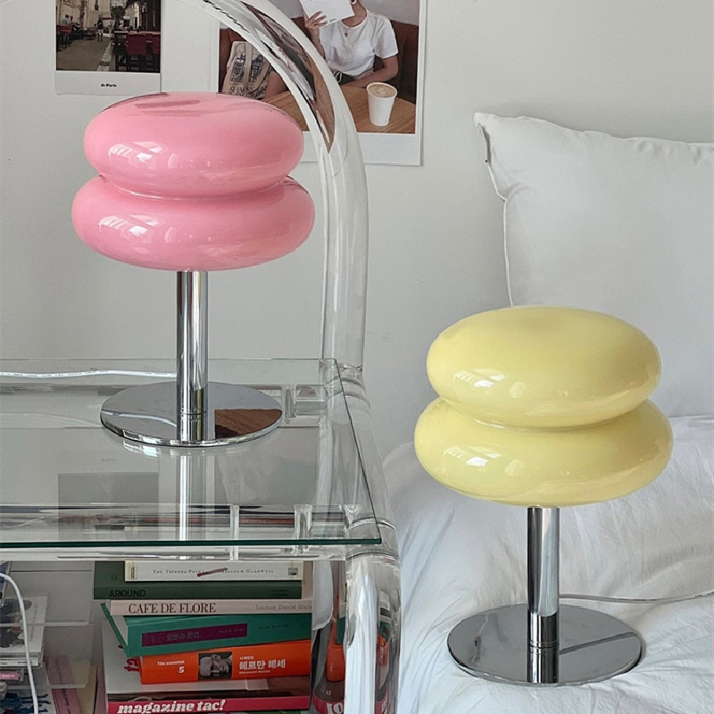 Sculptural Chrome and Frosted Glass Nightstand Lamp with Soft Glow LED for Bedroom, Desk, Living Room Accent Lighting | Thomler