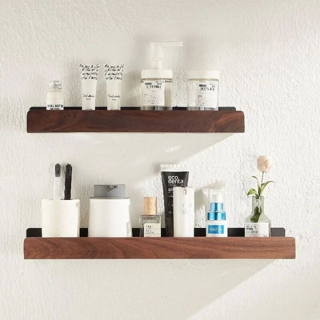 Bathroom Wall Shelf Solid Wood 50.0 cm Rustic Bathroom Storage Floating Toilet Organiser Drill Free Scandinavian Wall Rack | Thomler