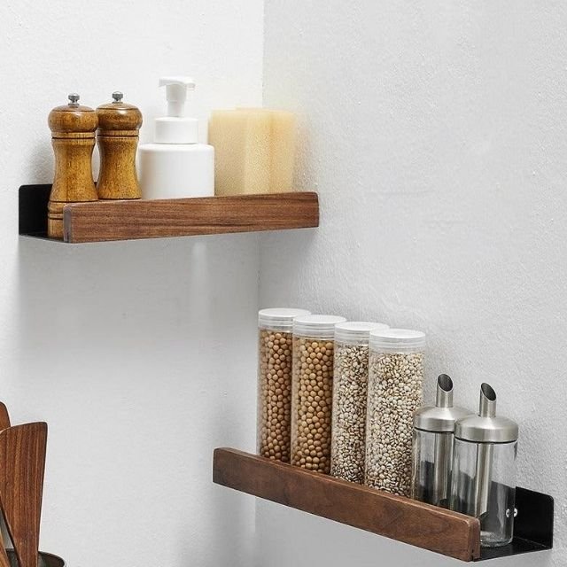 Bathroom Wall Shelf Solid Wood 50.0 cm Rustic Bathroom Storage Floating Toilet Organiser Drill Free Scandinavian Wall Rack | Thomler