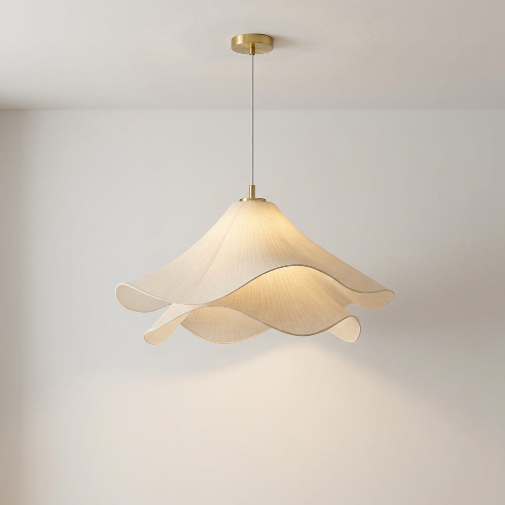 Layered Fabric Flower Pendant Light Fixture – Adjustable Modern Hanging Lamp for Dining Room & Bar – Metal Frame E26/E27 Socket | Thomler