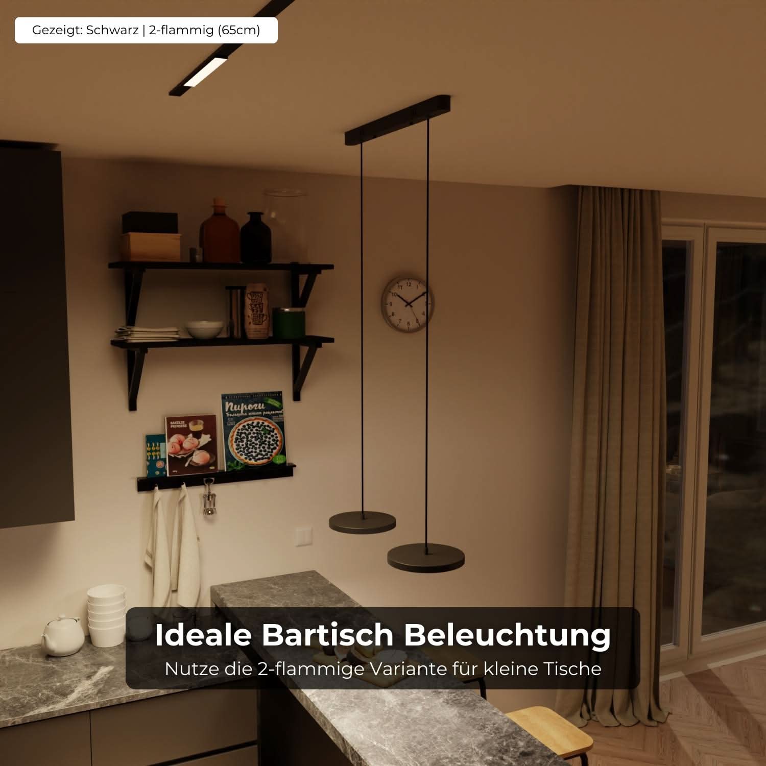 Pendant Light Aluminium LED 23.0 cm Black Dining Table Kitchen Island Dimmable Hanging Ceiling Lamp Japandi Scandinavian | Thomler