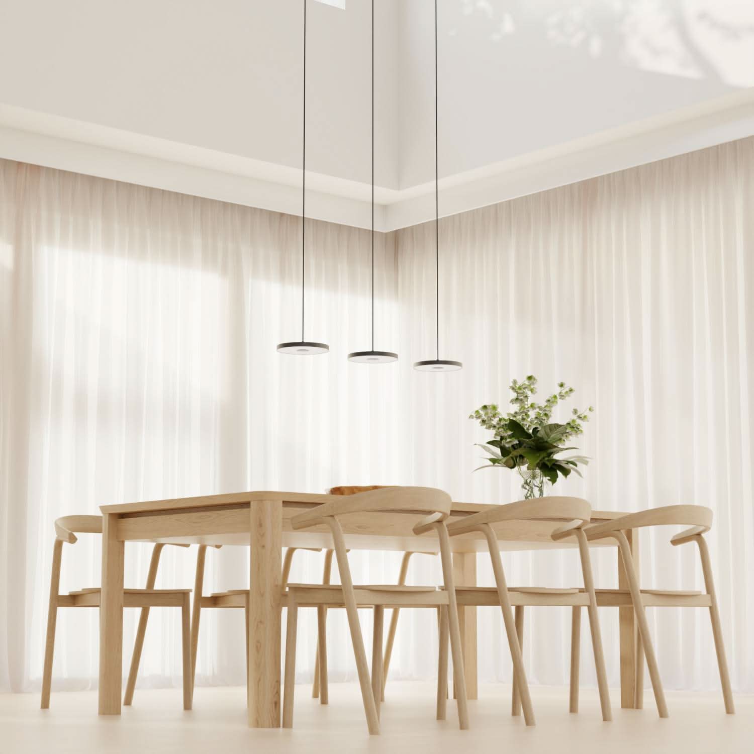 Pendant Light Aluminium LED 23.0 cm Black Dining Table Kitchen Island Dimmable Hanging Ceiling Lamp Japandi Scandinavian | Thomler