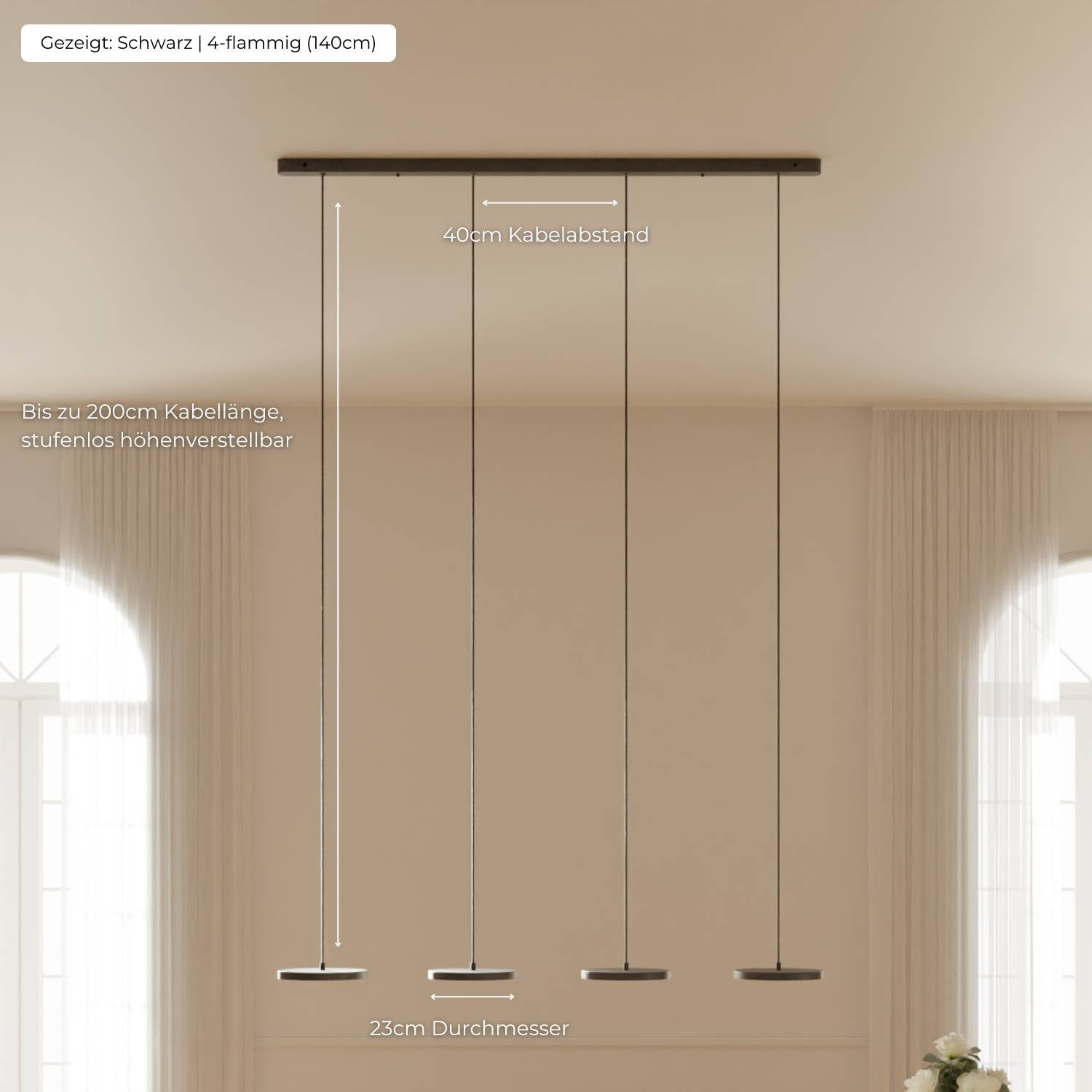 Pendant Light Aluminium LED 23.0 cm Black Dining Table Kitchen Island Dimmable Hanging Ceiling Lamp Japandi Scandinavian | Thomler