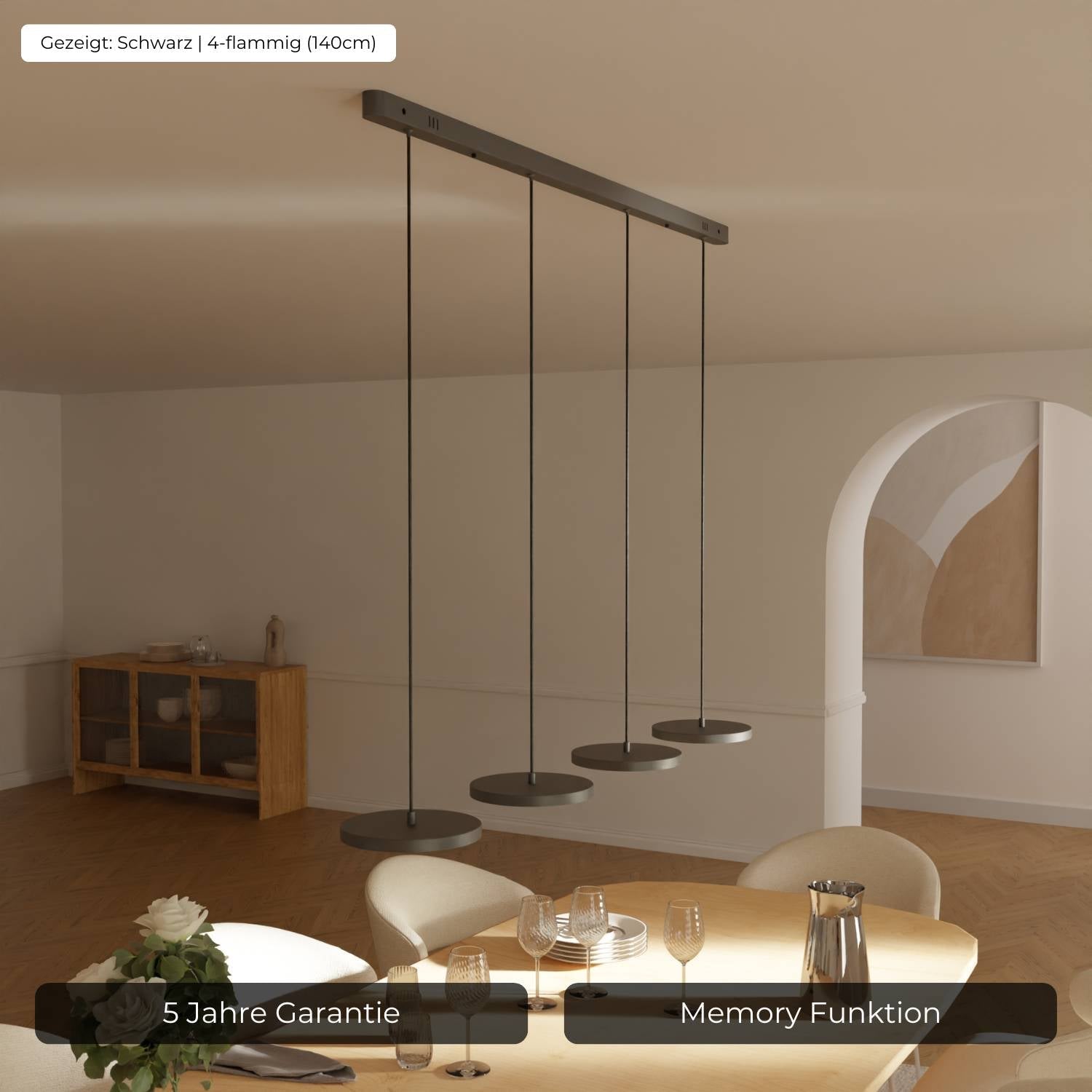 Pendant Light Aluminium LED 23.0 cm Black Dining Table Kitchen Island Dimmable Hanging Ceiling Lamp Japandi Scandinavian | Thomler