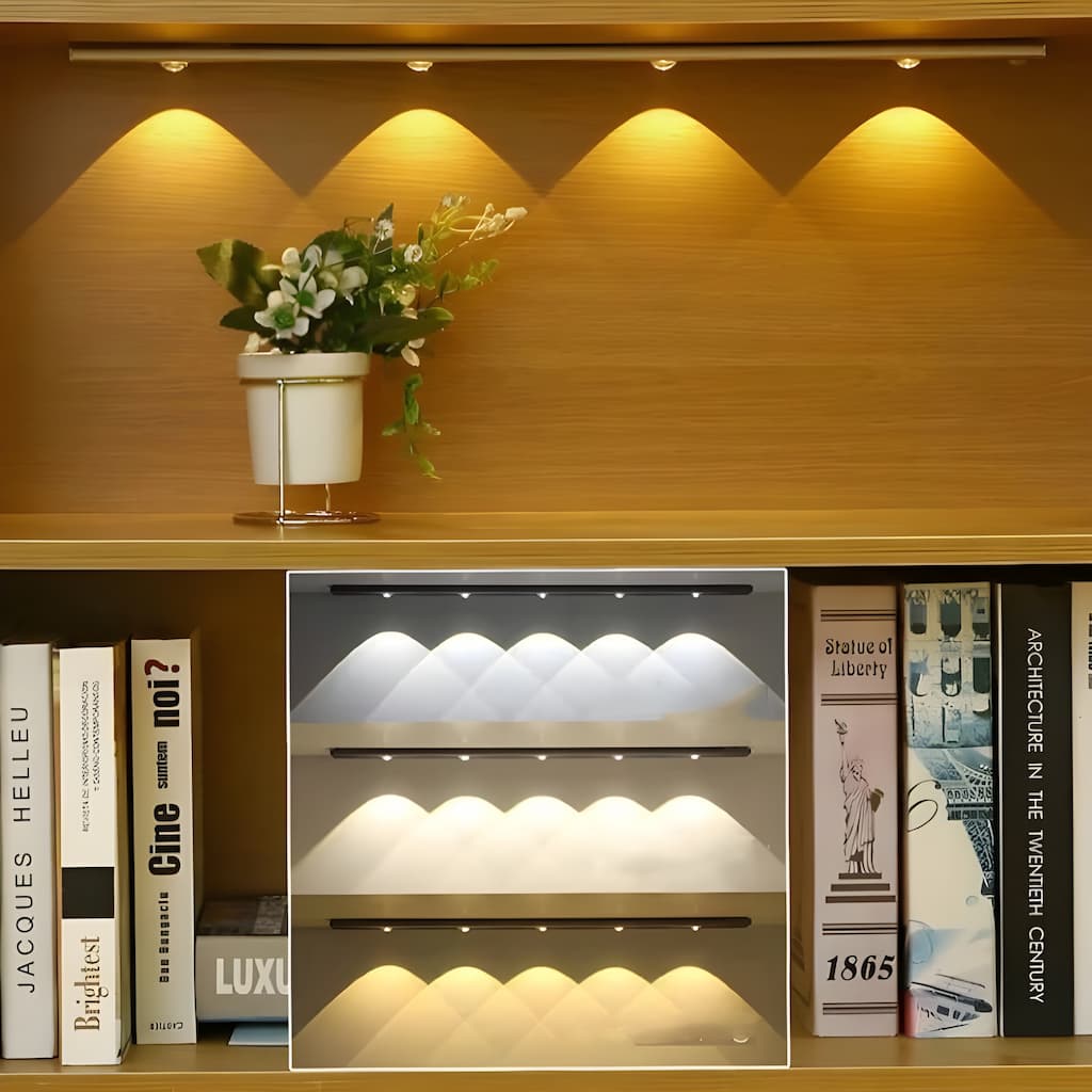 Rechargeable Motion-Sensor LED Under Cabinet Light Bar – 12 in, Dimmable, 3 Color Temps – Wireless Closet & Kitchen Lighting | Thomler