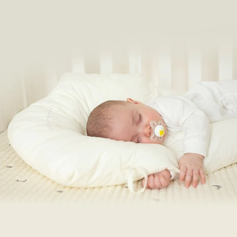 Infant Head Support Sleep Pillow – Ergonomic Cotton Cushion for Newborns & Toddlers – Cradle & Crib Pillow with Memory Fiber Fill | Thomler