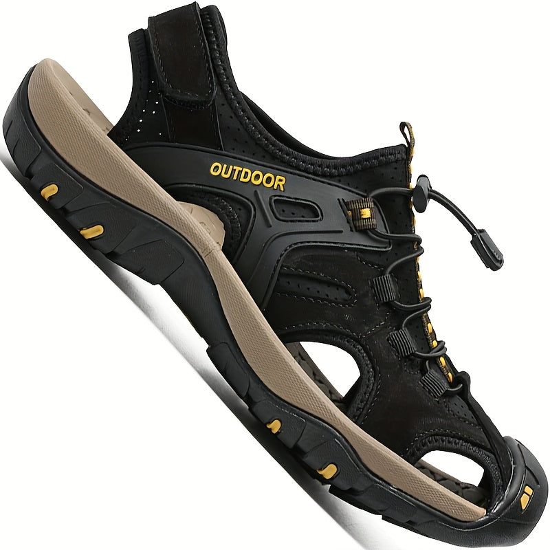 Men's Leather Fisherman Sandals with Closed Toe - Breathable Summer Sandals for Walking, Hiking & Casual Outdoor Wear | Thomler