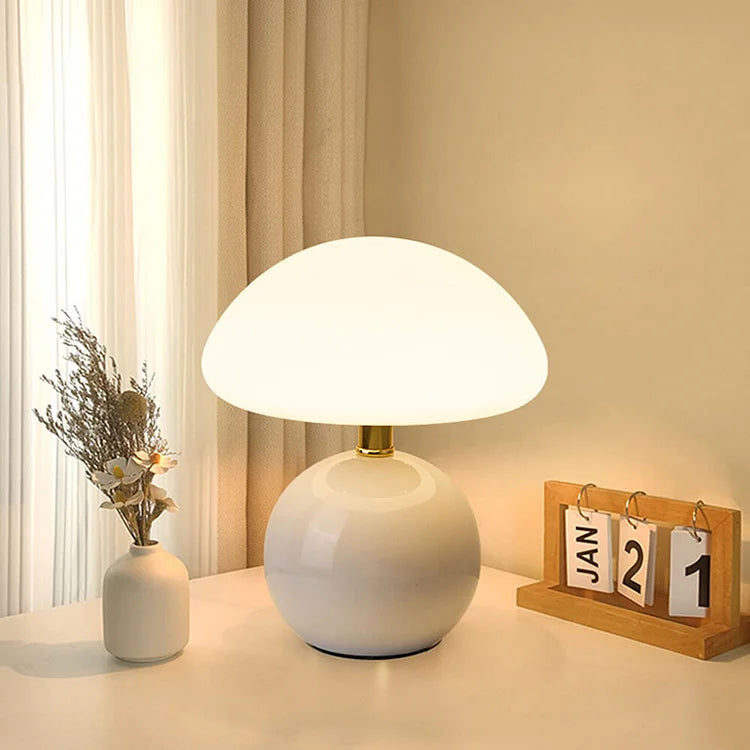 Glazed Dome Accent Light with 3-Tone LED – Sculptural Ceramic Nightstand Lamp for Bedroom & Office | Thomler