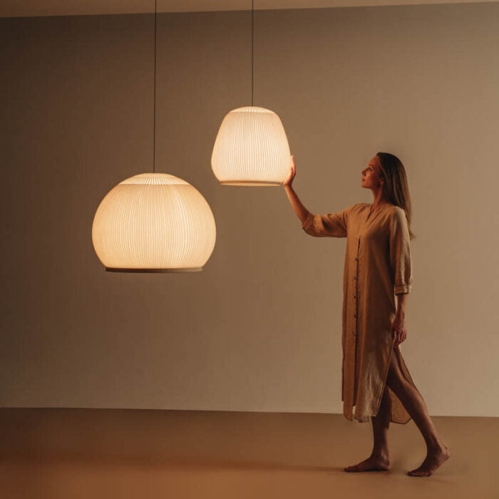 Pendant Light 45.0 cm 17.7" Lycra Beige Dining Room Scandinavian Hanging Ceiling Lamp | Thomler