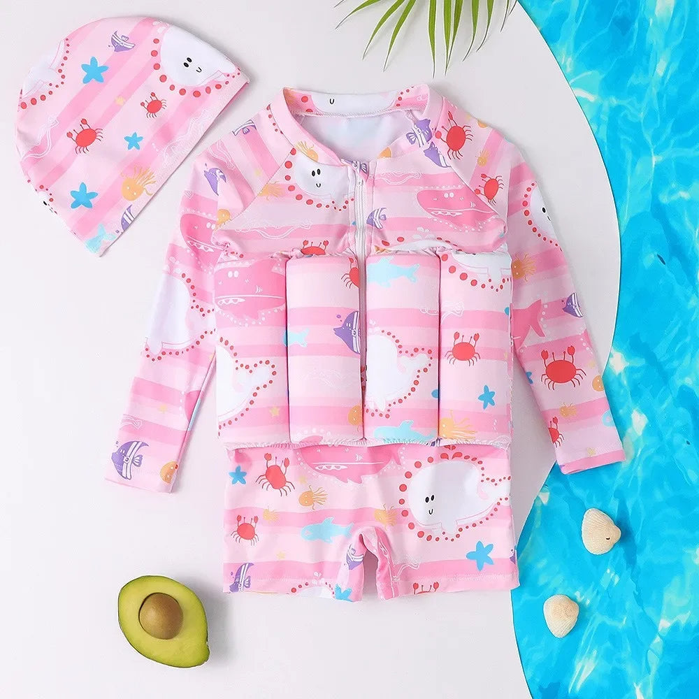 Kids Buoyancy Swimsuit with Removable Floats – Learn to Swim with UV Protection & Full Mobility | Thomler