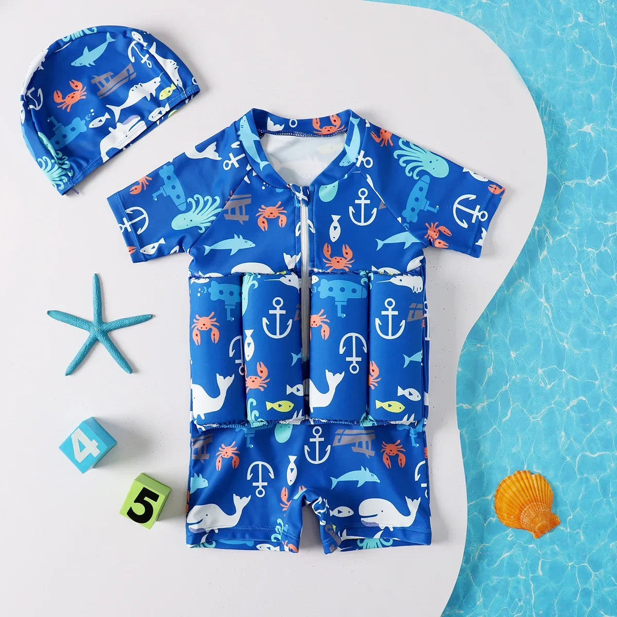 Kids Buoyancy Swimsuit with Removable Floats – Learn to Swim with UV Protection & Full Mobility | Thomler