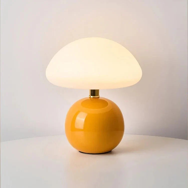 Ceramic Mushroom Table Lamp with 3-Color LED Light for Bedroom, Living Room & Nursery Decor | Thomler